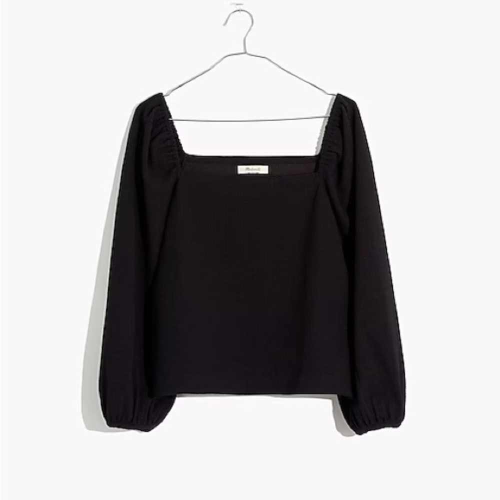 Madewell Crepe Square-Neck Puff-Sleeve Top - Picture 3 of 9